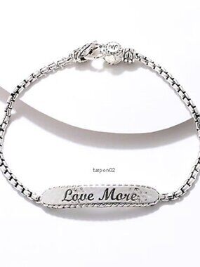 John Hardy JAI "Love More, Worry Less" Sterling Silver 2.7mm Bracelet XL NIB